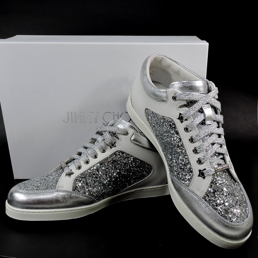 Jimmy Choo 🇮🇹 Women's White Leather  Fashion Sneakers - Picture 12 of 13